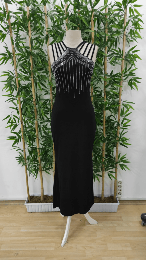 Women's Rhinestone Embellished Fish Cut Maxi Dress with Multi-Strap Shoulders - Janes - by Peralane - photo 4