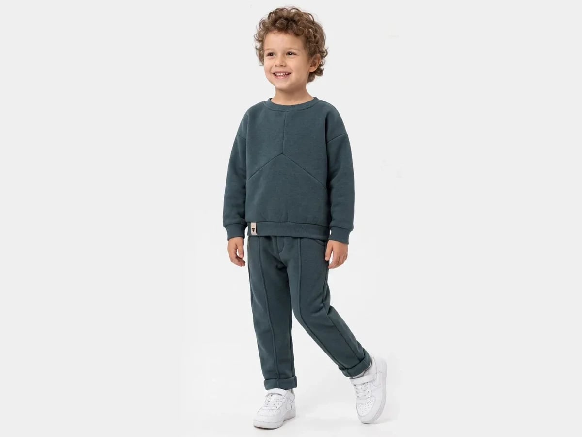 Stitch Detail Brushed 3-Thread Boys' Tracksuit Set - Vovido - by Peralane