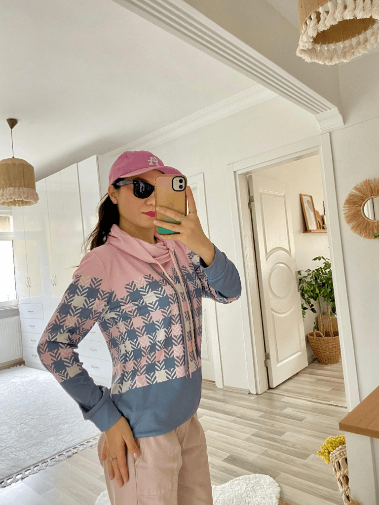 Women's Long Sleeve Cowl Neck Drawstring Patterned Brushed Sweatshirt - Janes - by Peralane - photo 8
