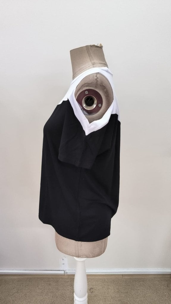 Women's Short-Sleeved Round Neck Two-Tone Viscose Blouse - Janes - by Peralane - photo 6