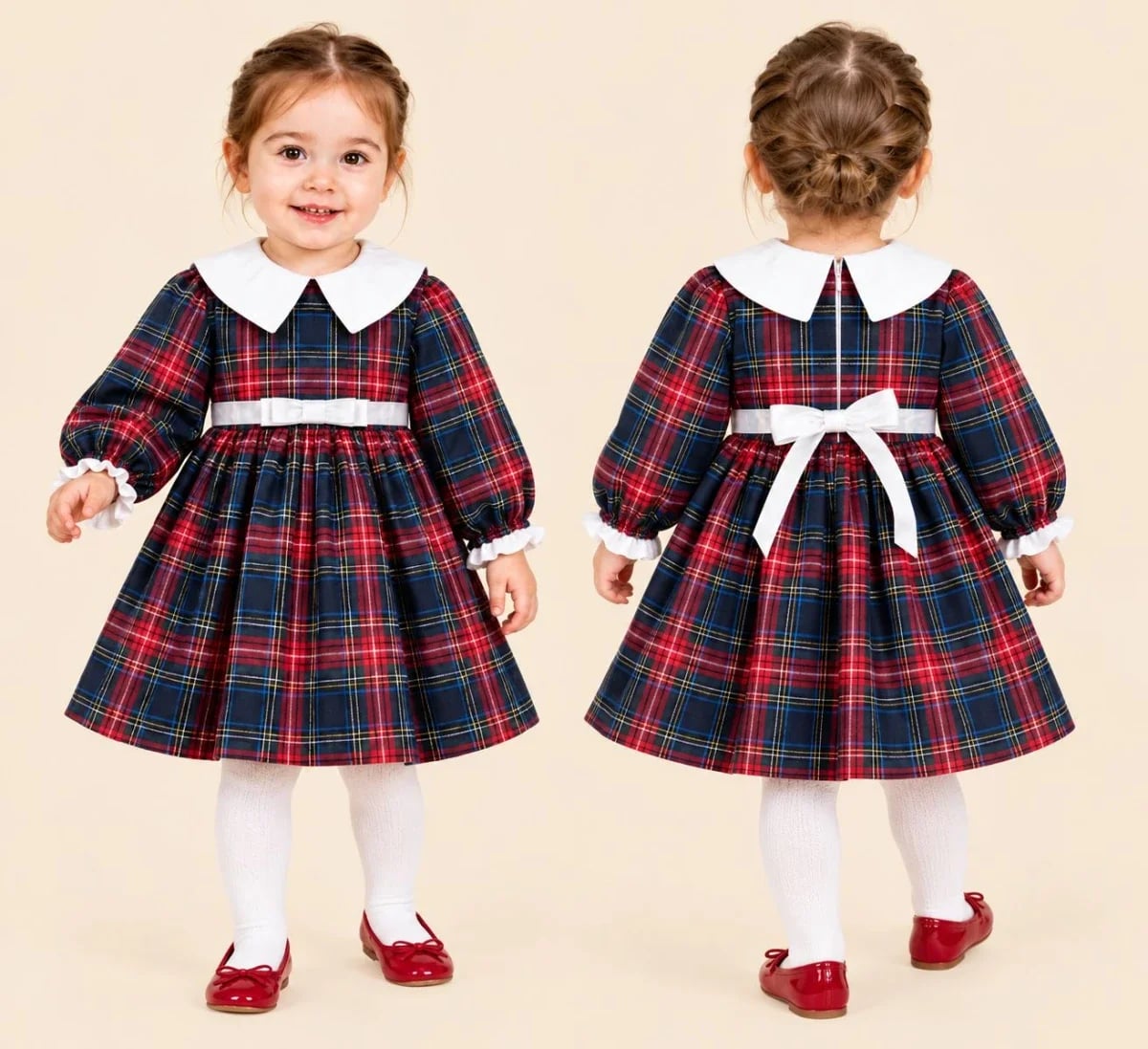New Year/Christmas Plaid Dress - 6490 - Interkidsy - by Peralane