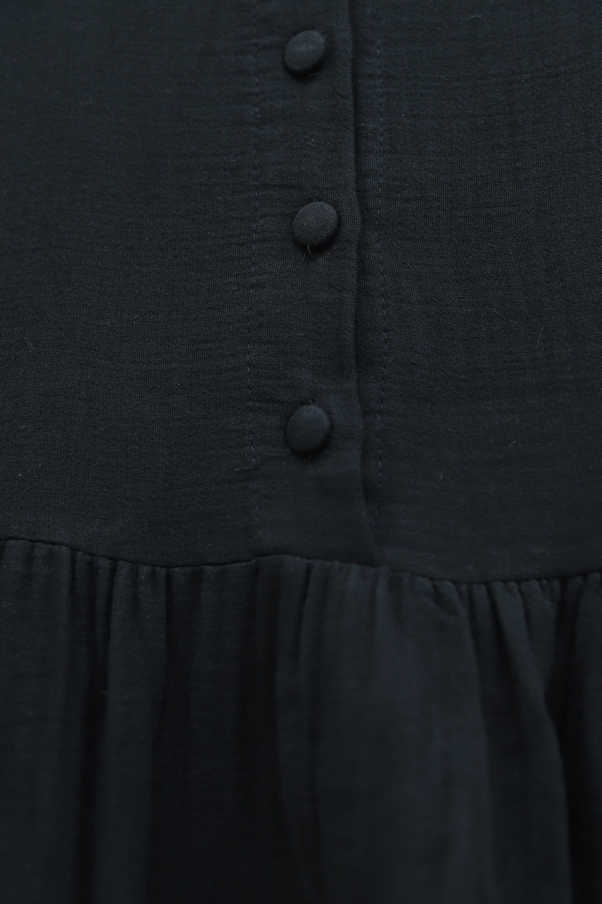 Half Button Long Sleeve Tie Waist Muslin Dress - Black - Podyumplus - by Peralane - photo 6