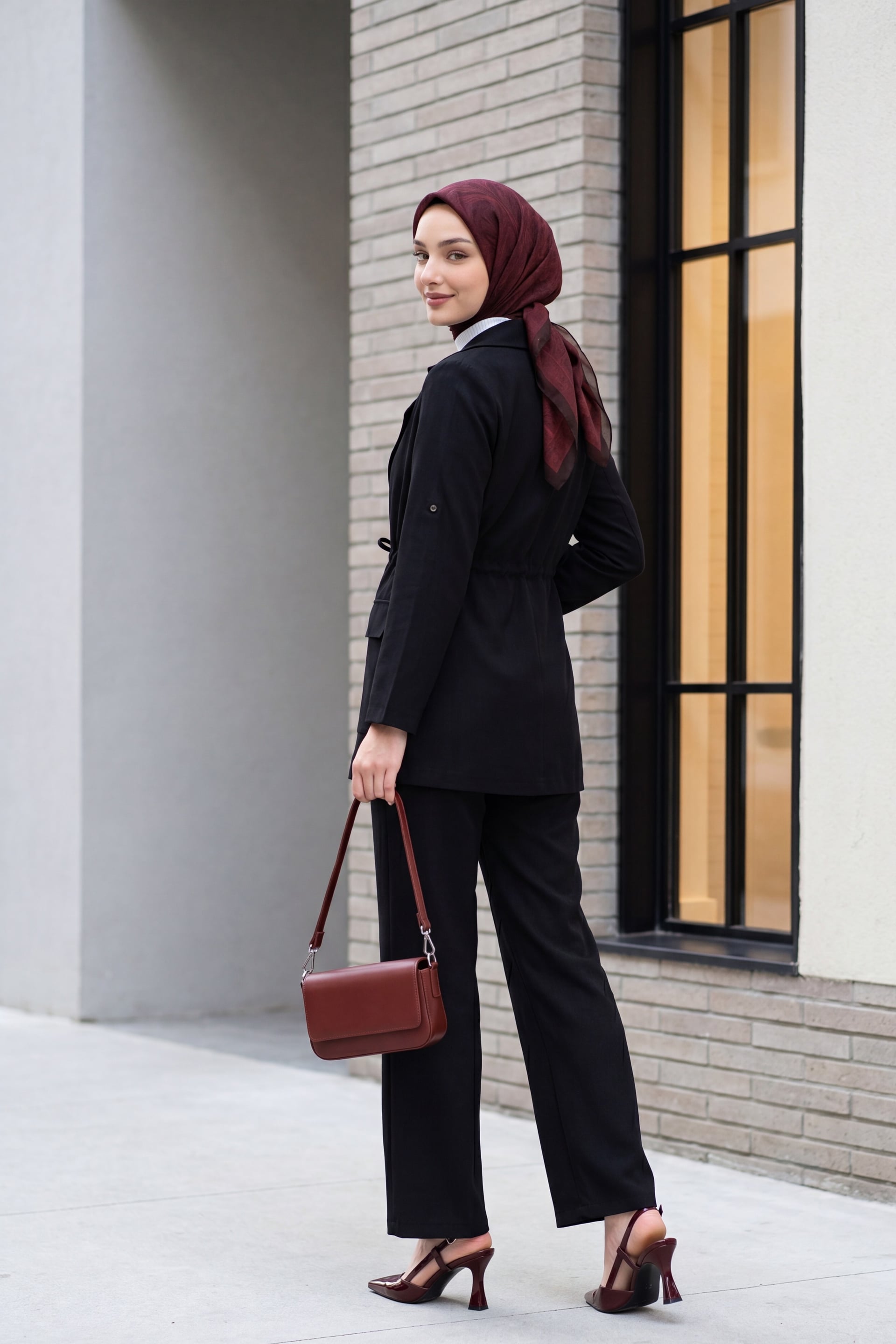 Flap Tunnel Bridge Blazer and Wide-Leg Trousers Suit - Black - Podyumplus - by Peralane - photo 3