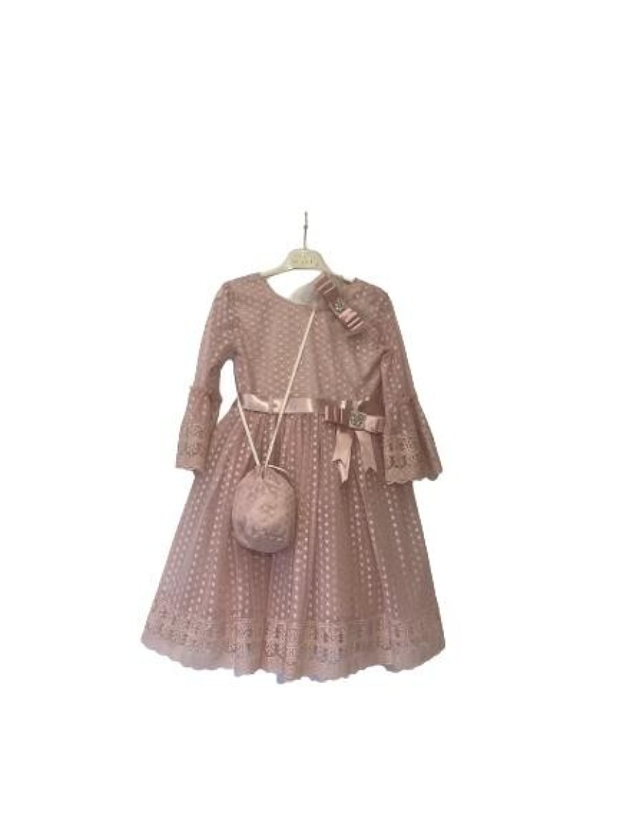 Girl's Dress Set with Headband and Purse - Bordo - Tivido - by Peralane