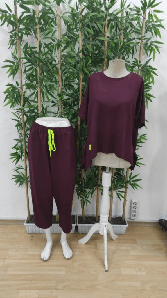 Women's Short-Sleeve Crew Neck Viscose Two-Thread Top and Trousers Set - Janes - by Peralane - photo 6