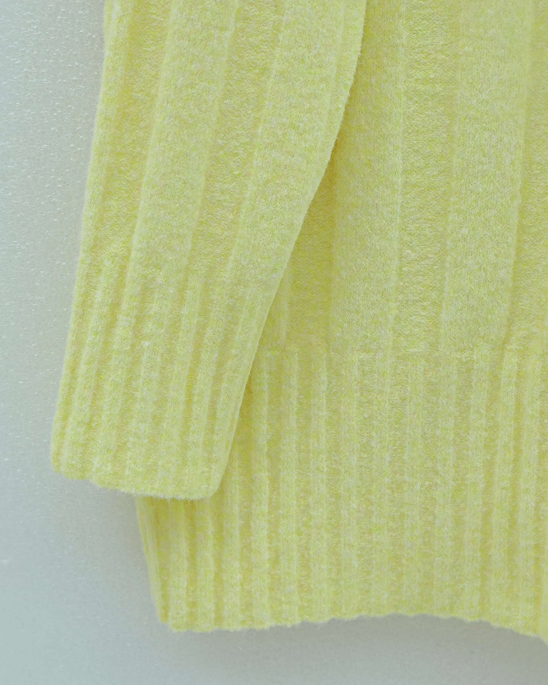 Half Collar Striped Pattern Soft Knit Sweater - Yellow - Podyumplus - by Peralane - photo 6