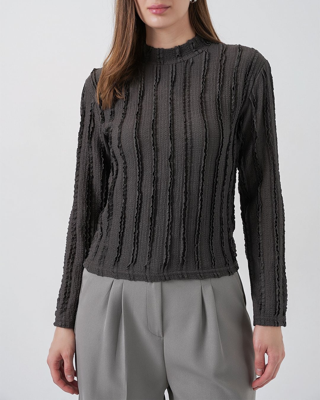 Women's Textured Stretch Knit Blouse 975 - Anthracite - Bigdart - by Peralane - photo 4
