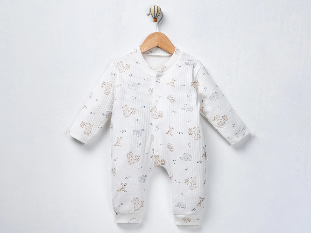 Boys' Footed Baby Romper with Animal Print - Brown (Pack of 3) - Supermini - by Peralane