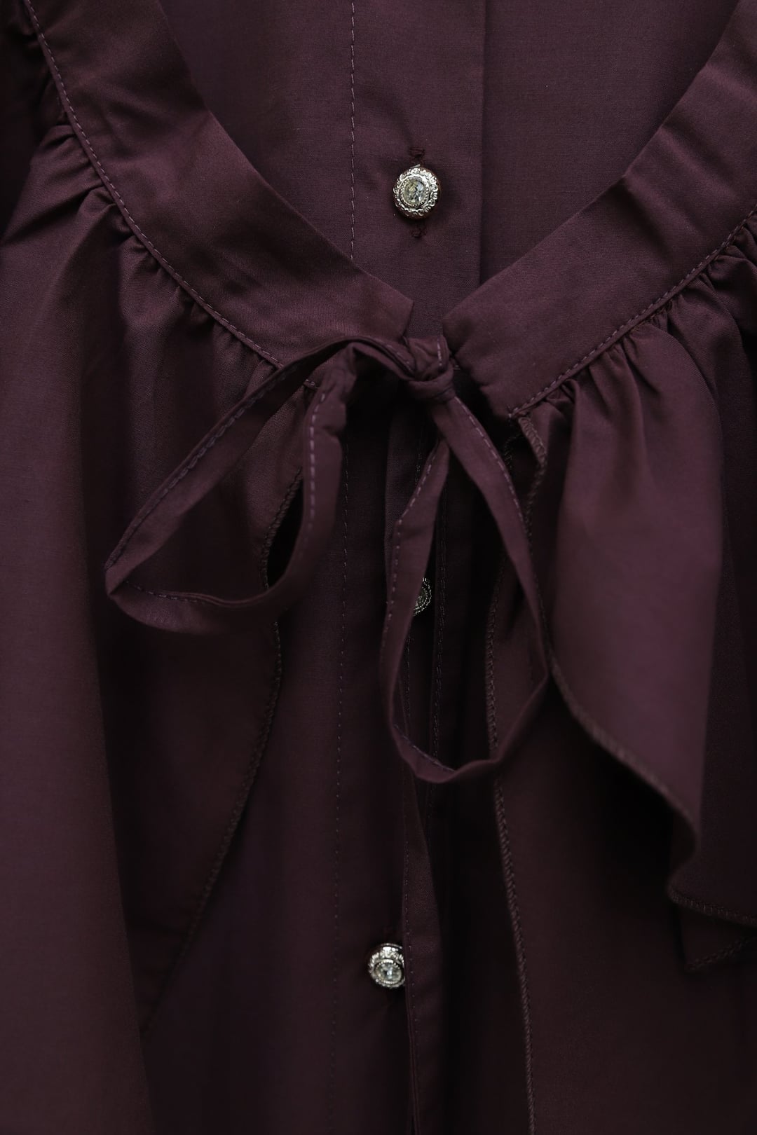 Cape Detail Buttoned Oval Cut Poplin Tunic - Burgundy - Podyumplus - by Peralane - photo 9