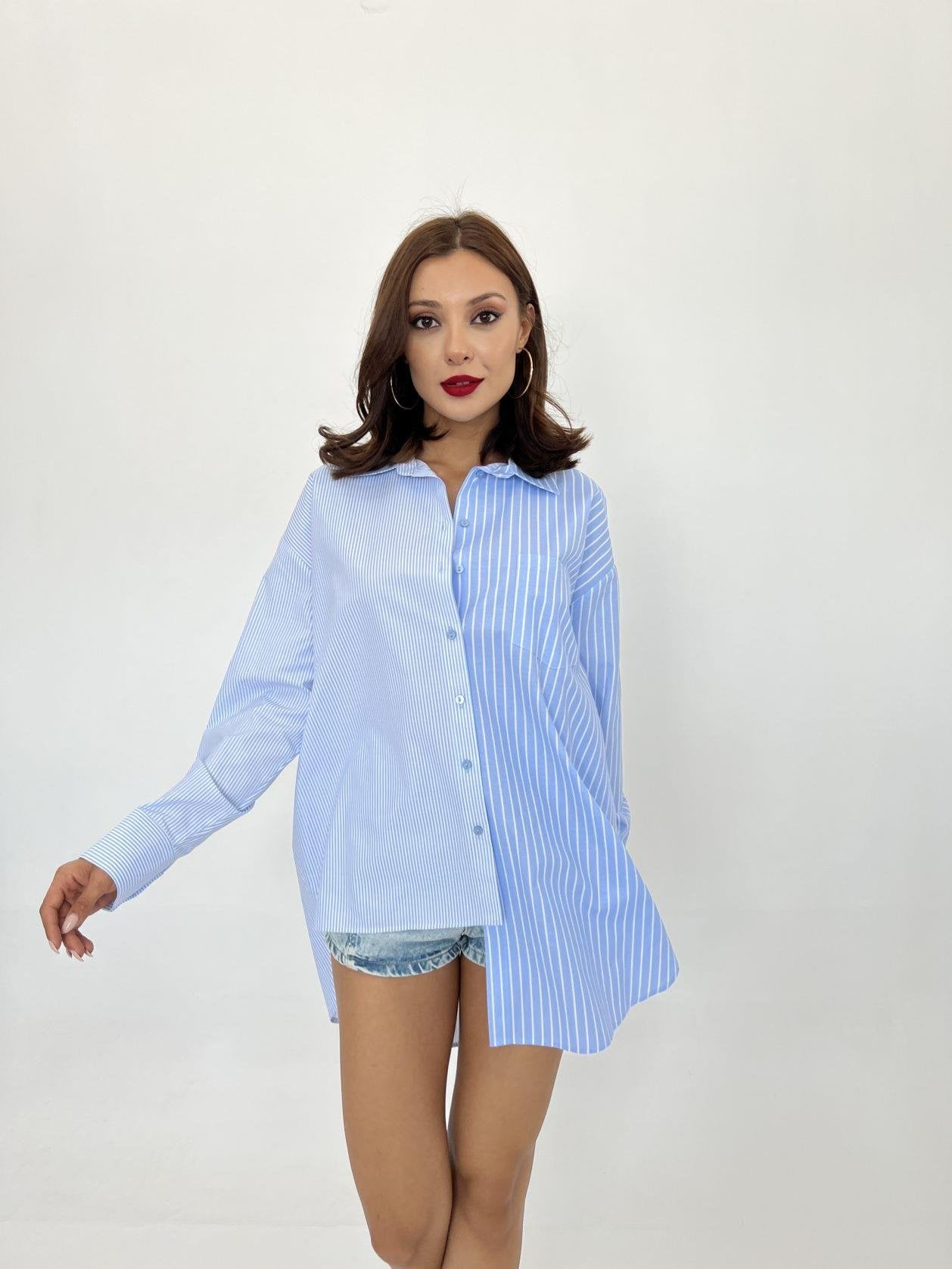 Long-Sleeved Striped Cotton-Blend Blouse - Fame - by Peralane - photo 3