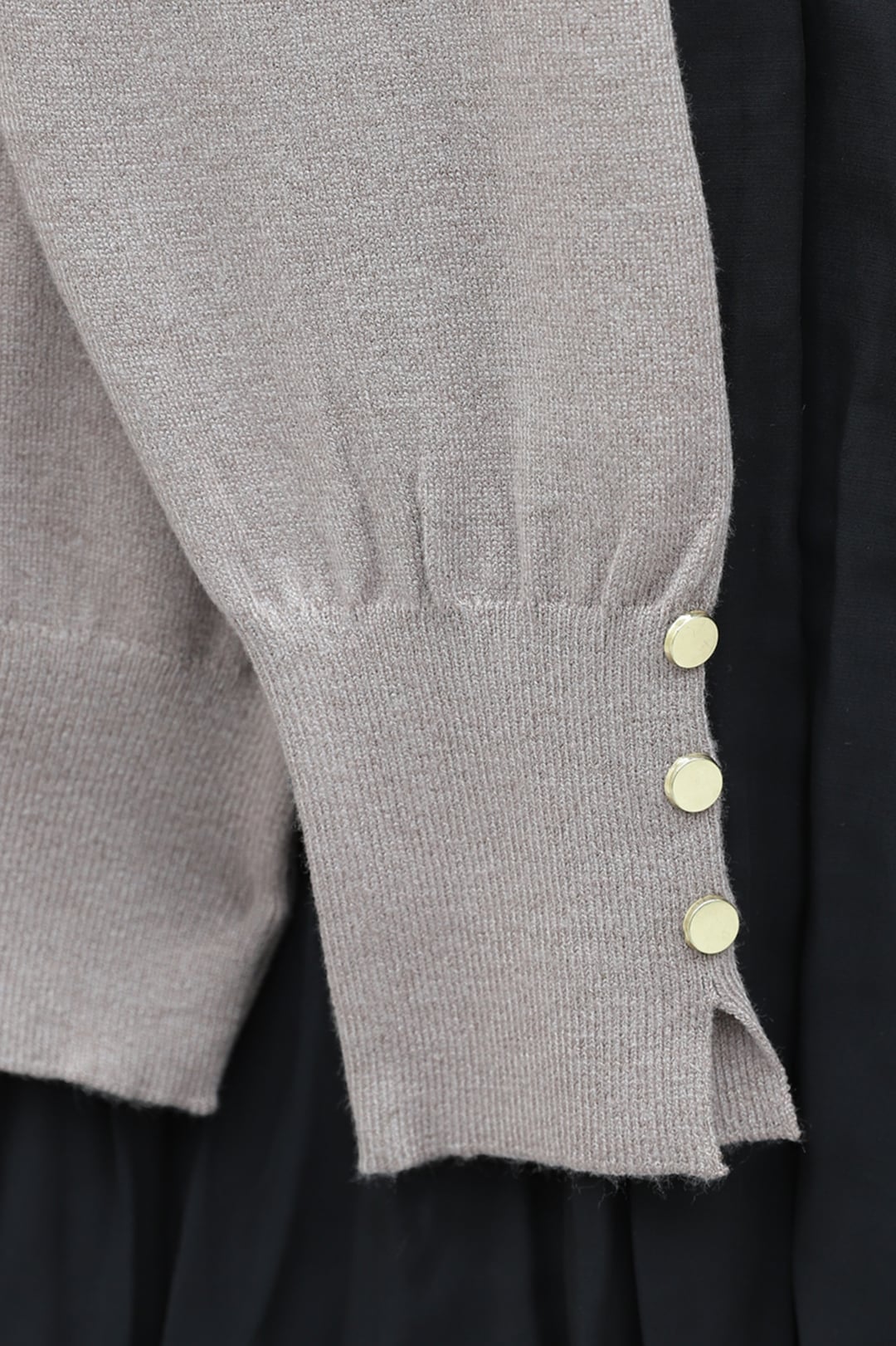 Crew Neck Sleeve Button Detail Knit Tunic - Light Brown - Podyumplus - by Peralane - photo 5