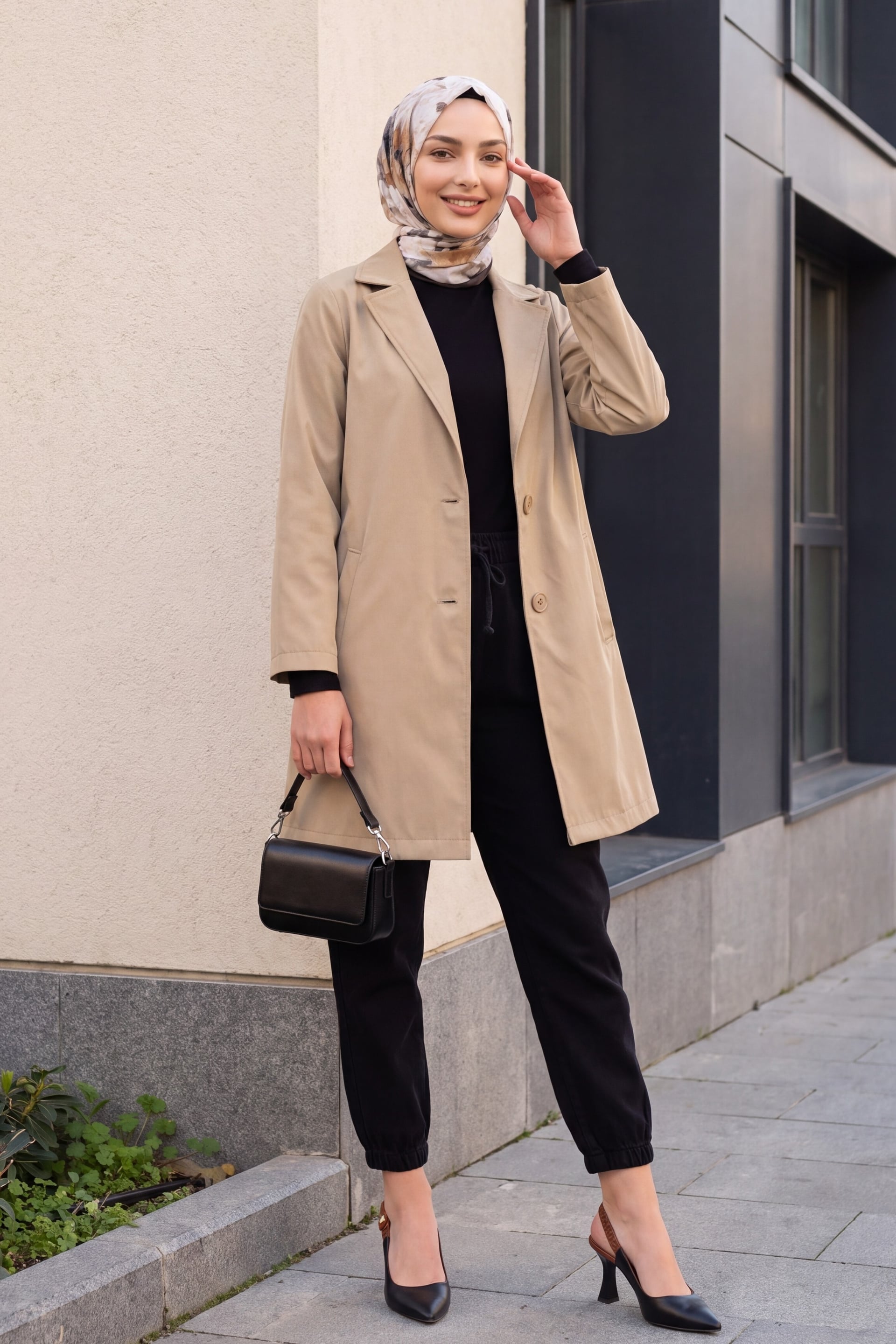 Women's Belted Short Trench Coat in Beige - Bigdart - by Peralane - photo 4