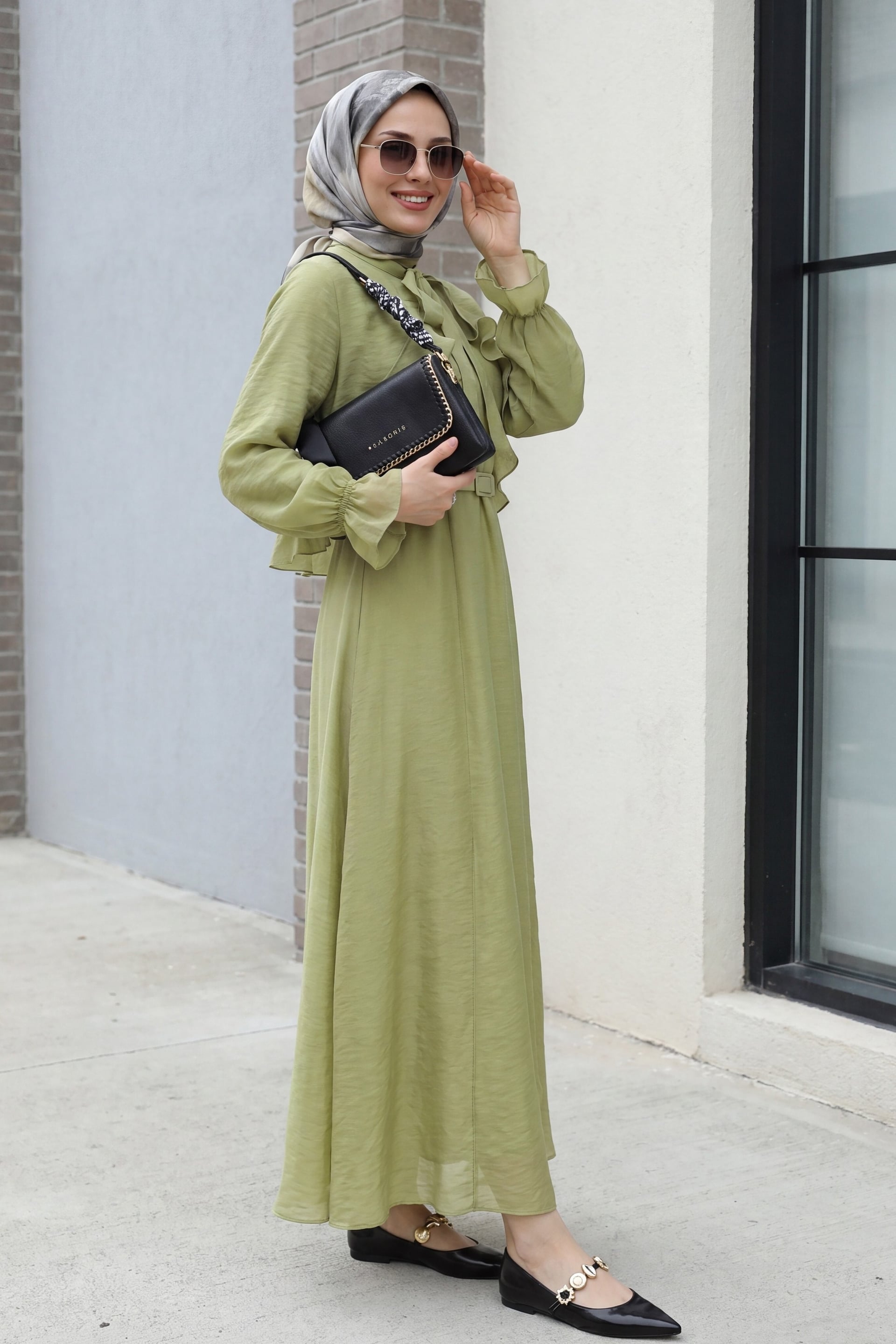 Light Green Tulle Voile Dress with Detachable Bolero and Belt - Podyumplus - by Peralane - photo 3