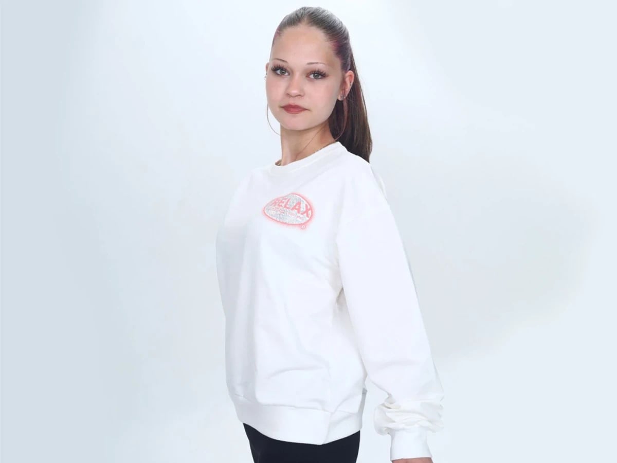 Girls' Relax Print Crew Neck Sweatshirt - White - Vizviz - by Peralane