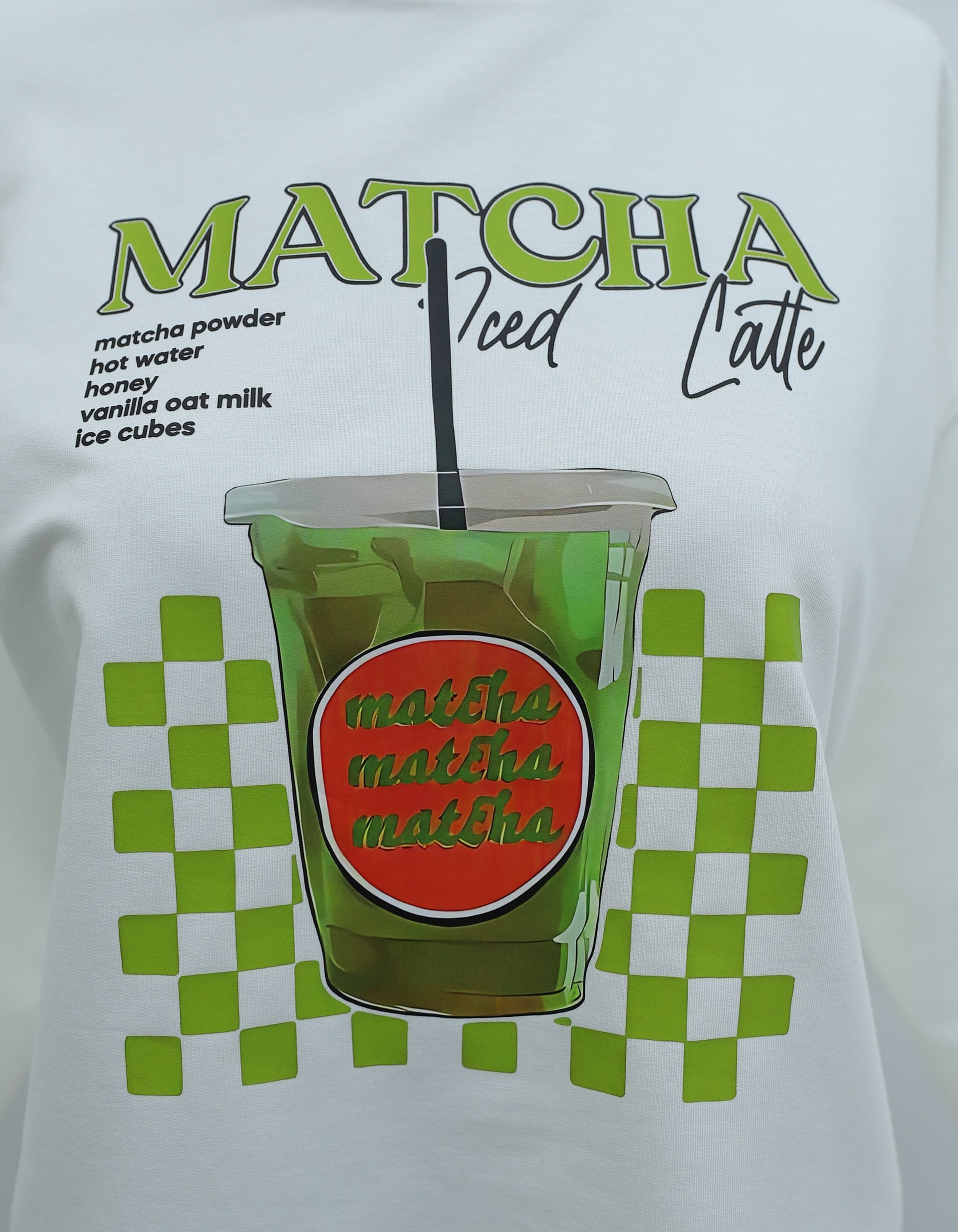 Matcha Print Crew Neck Oversize 2-Thread Fleece Sweatshirt - Ecru - Podyumplus - by Peralane - photo 9