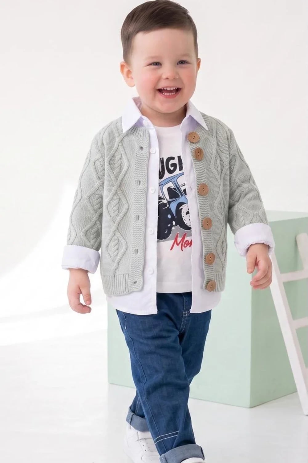 Baby Boys' Knit Cardigan Set (4-Pack) - Light Grey - Has Bereket - by Peralane