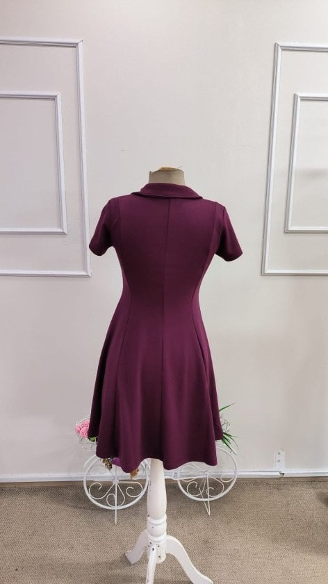 Women's Short Sleeve V-Neck Modal Dress in Plum - Janes - by Peralane - photo 4