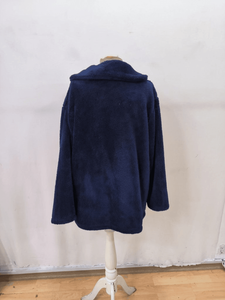 Women's Navy Blue Long Sleeve Collared Button Front Welsoft Coat - Janes - by Peralane - photo 5