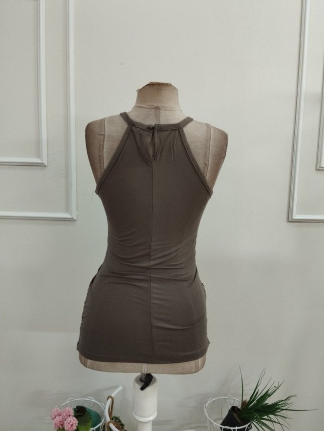 Women's Reversible Halter Top with Leopard Print and Taupe Side - Janes - by Peralane - photo 6