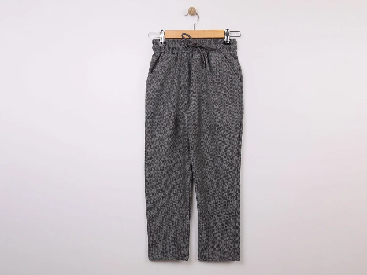 Boys' Jogger Trousers in Dark Grey Herringbone - Pack of 4 - CMK - by Peralane