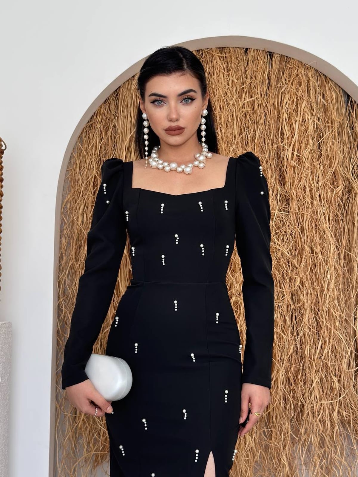 Boe Pearl Detail Dress ETK-00755 Black - Etika - by Peralane - photo 5