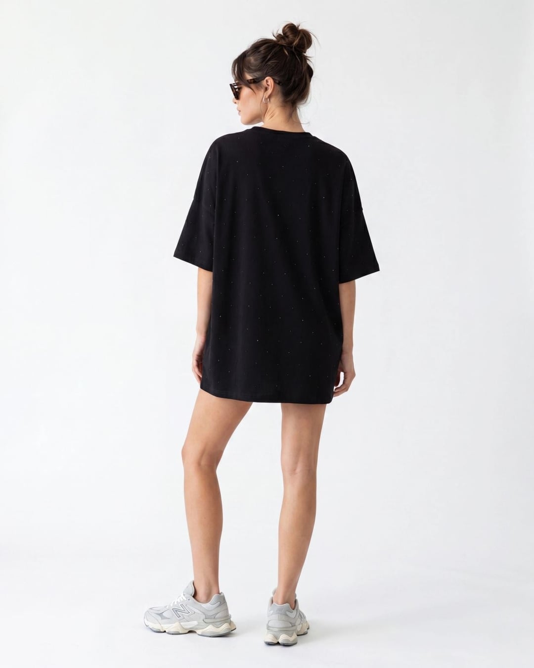 Black Oversized T-Shirt Dress with Embellishments - Fame - by Peralane - photo 5