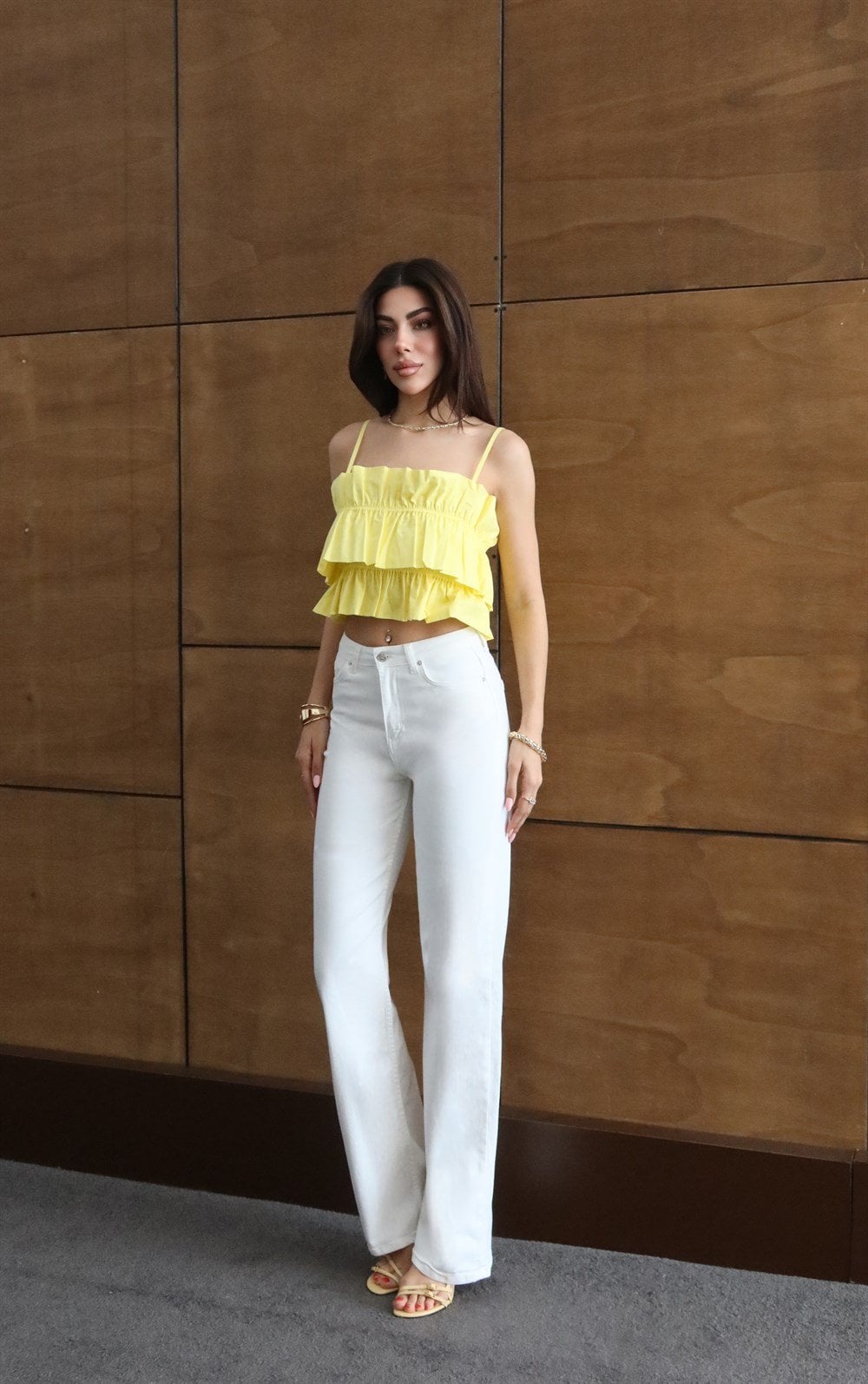 White High-Waist Crop Top and Wide-Leg Trouser Set - Lacarino Jeans - by Peralane - photo 5