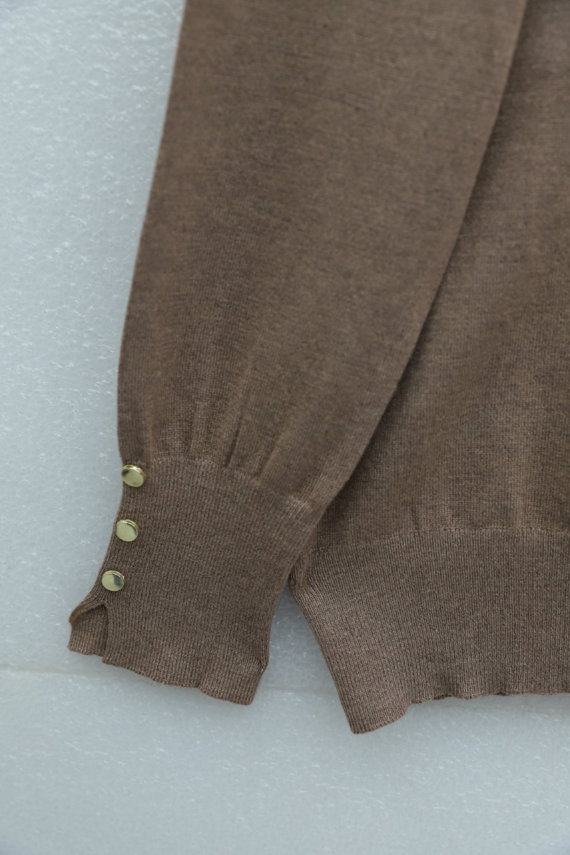Round Neck Knit Tunic with Sleeve Button Detail - Mink - Podyumplus - by Peralane - photo 5