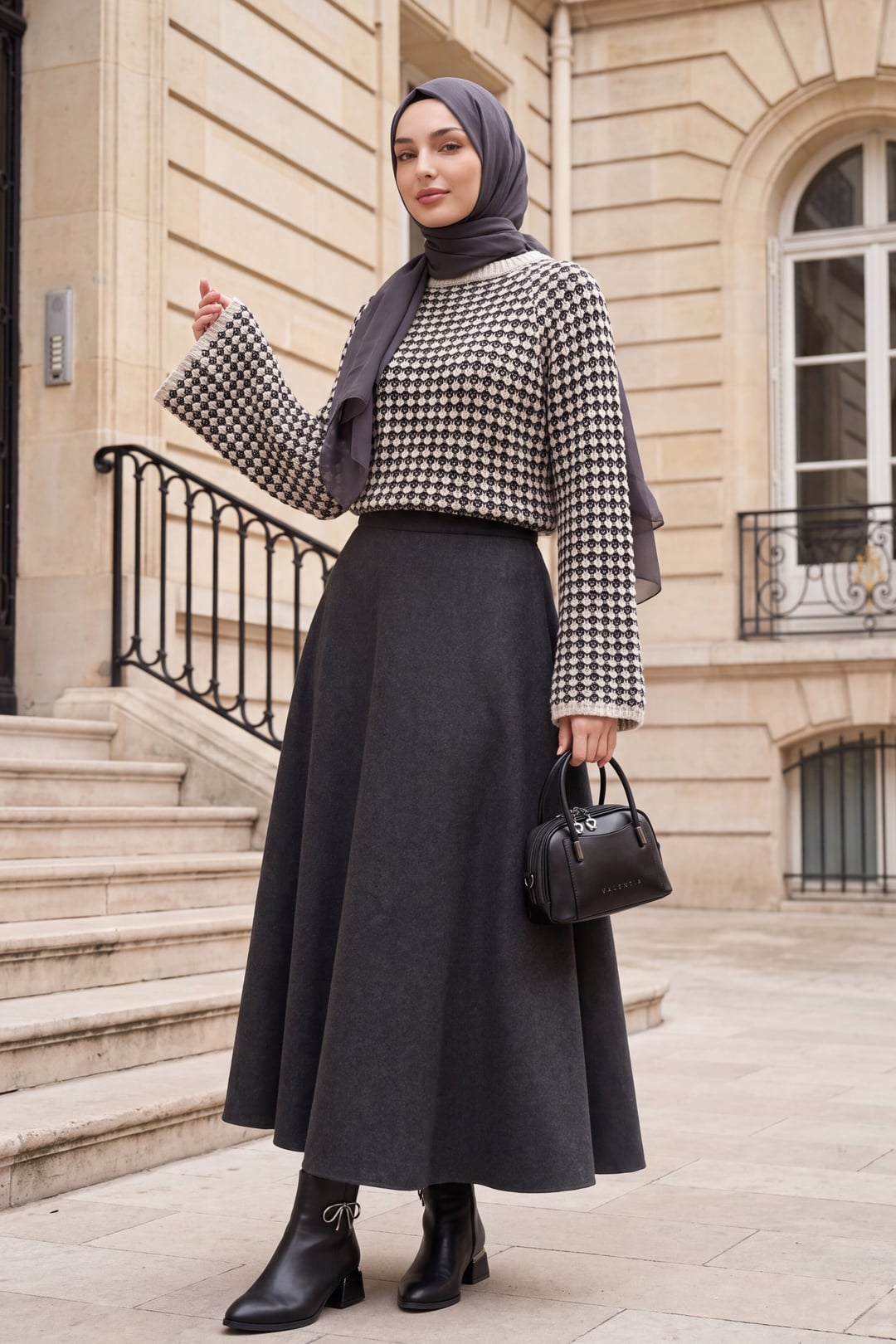 Herringbone Knit Spanish Sleeve Sweater - Beige - Podyumplus - by Peralane - photo 4
