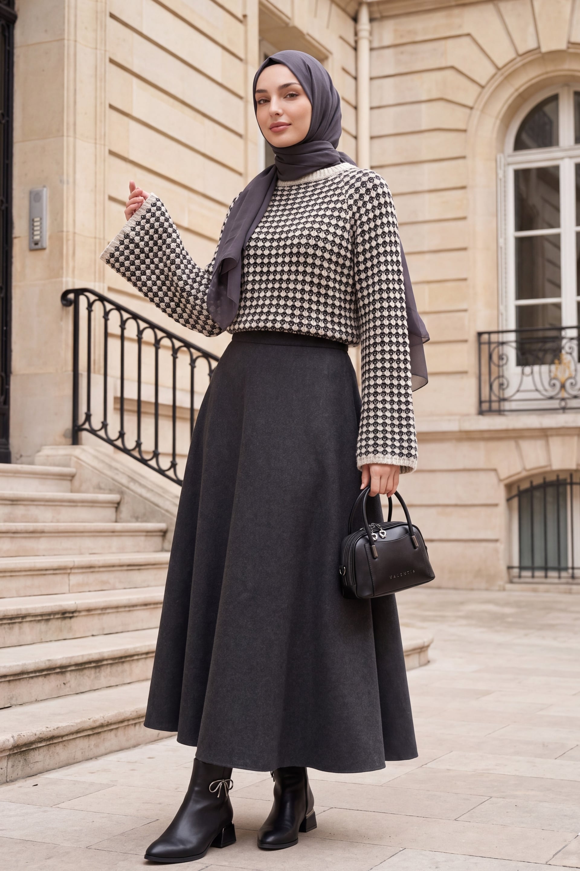 Herringbone Knit Spanish Sleeve Sweater - Beige - Podyumplus - by Peralane - photo 4
