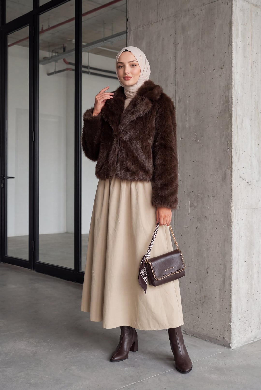 Brown Faux Fur Lapel Collar Jacket - Bigdart - by Peralane - photo 3