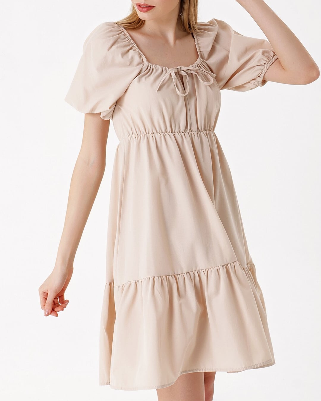 2351 Poplin A-Line Dress - Beige - Bigdart - by Peralane - photo 3