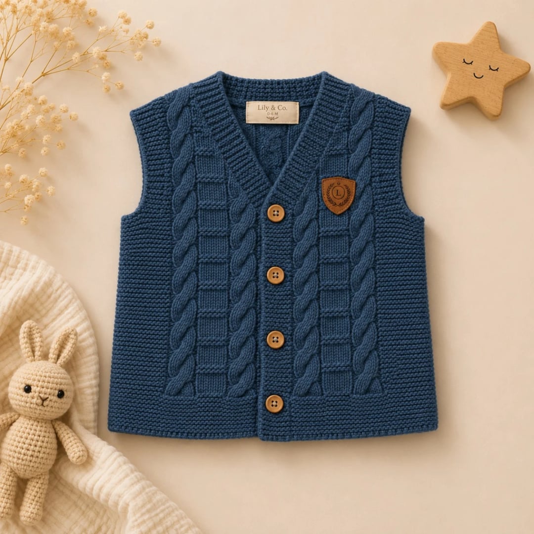Knitted Baby Vest - 1174 - Has Bereket - by Peralane