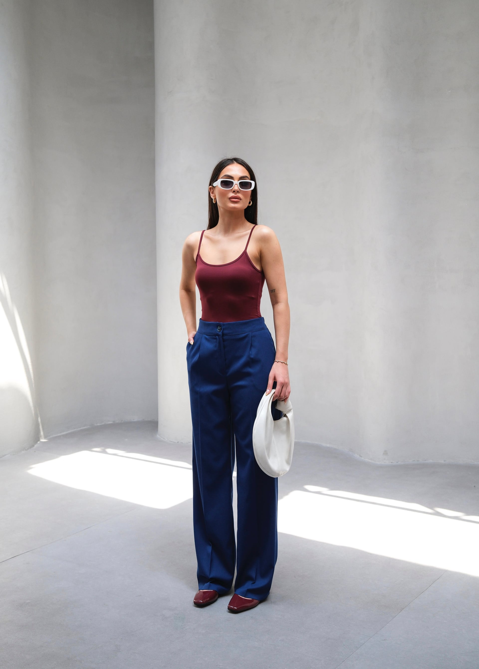 Wide Leg Pleated Trousers with Elasticated Waist - Ouz Fashion - by Peralane