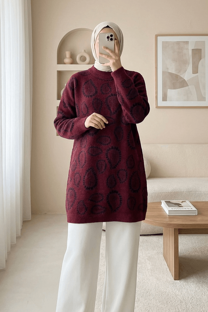 Crew Neck Drop Print Casual Knit Sweater - Navy - Podyumplus - by Peralane