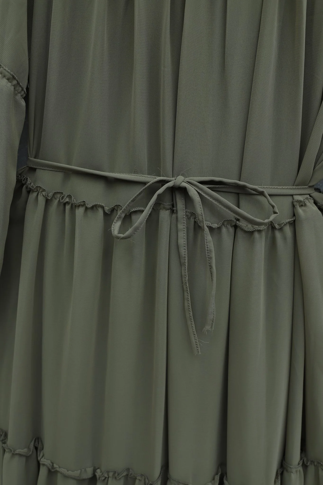High Neck Tiered Ruffle Detail Dress with Tie Belt - Camouflage - Podyumplus - by Peralane - photo 5