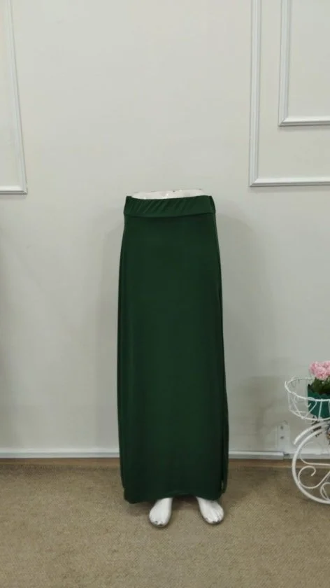 Women's High-Waist Side-Slit Long Sandy Skirt in Emerald Green - Janes - by Peralane - photo 7