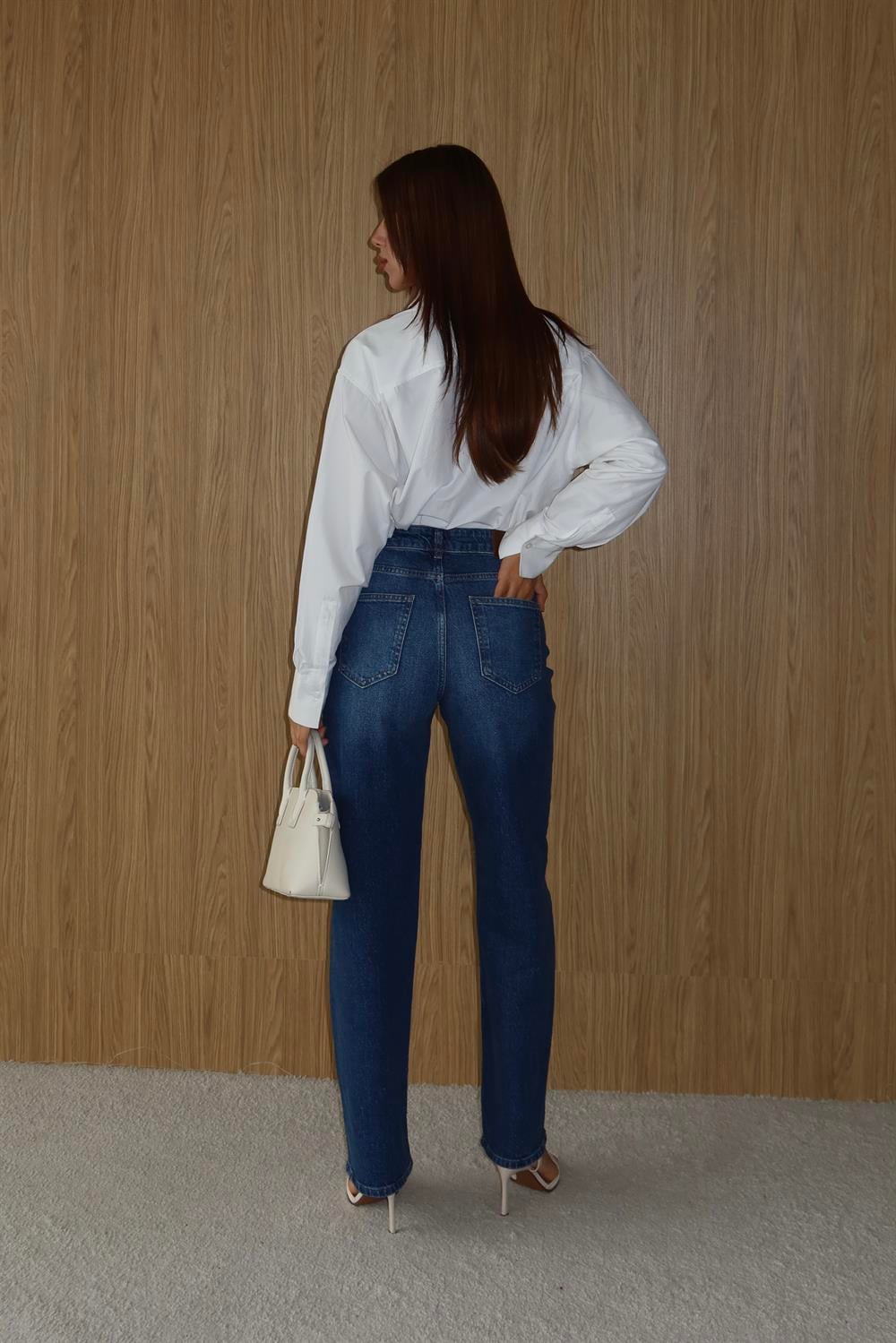 Blue Rhinestone Embellished Straight Leg Jeans - Lacarino Jeans - by Peralane - photo 4