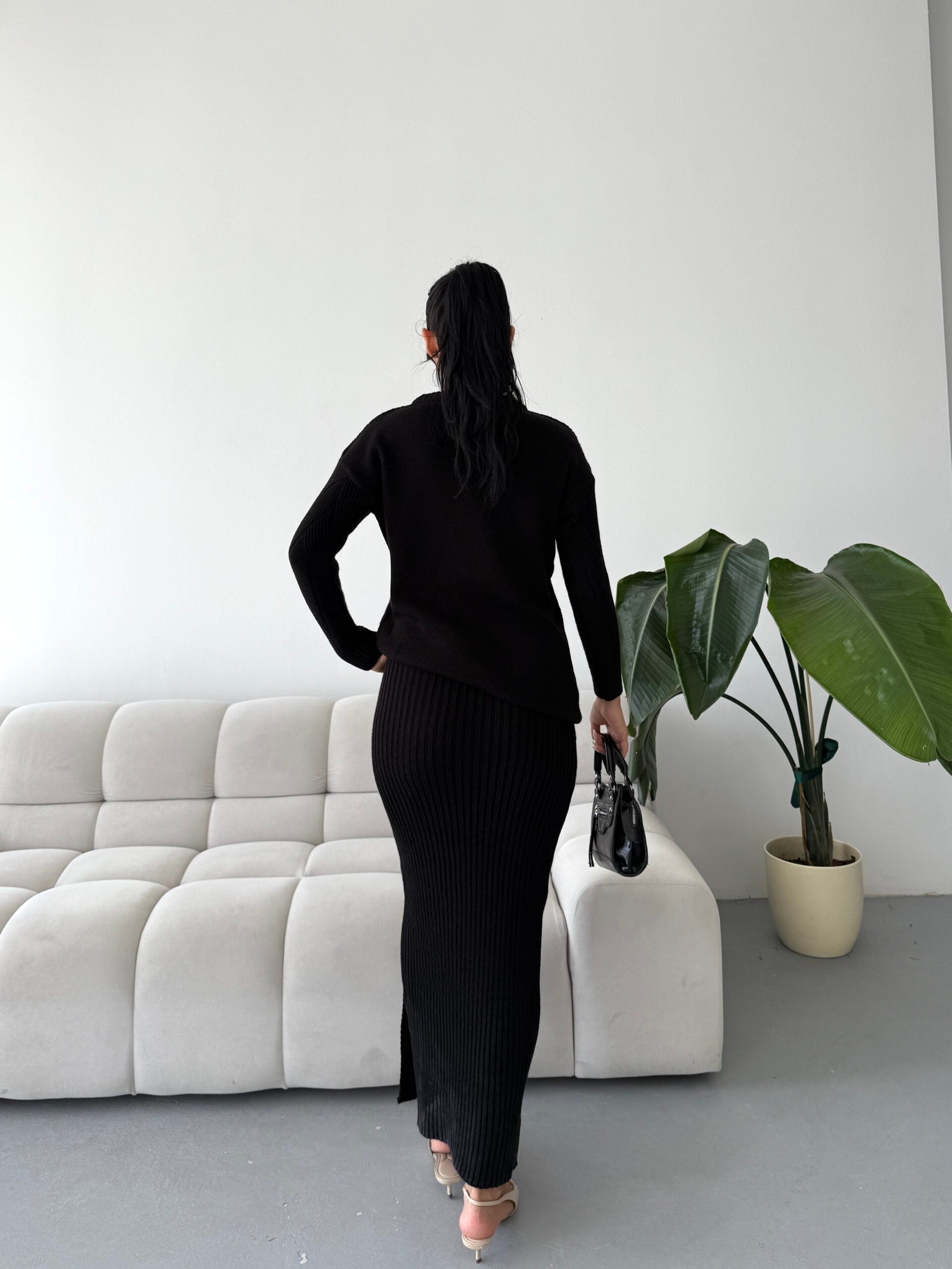 Women's Black Knit Sweater and Skirt Set - My Bee - by Peralane - photo 3