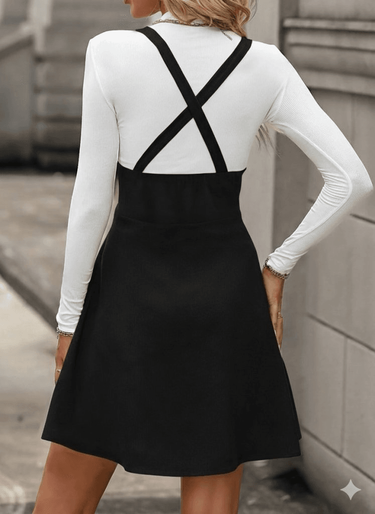 Women's Black Suspender Mini Skirt with Buttons - Janes - by Peralane - photo 2