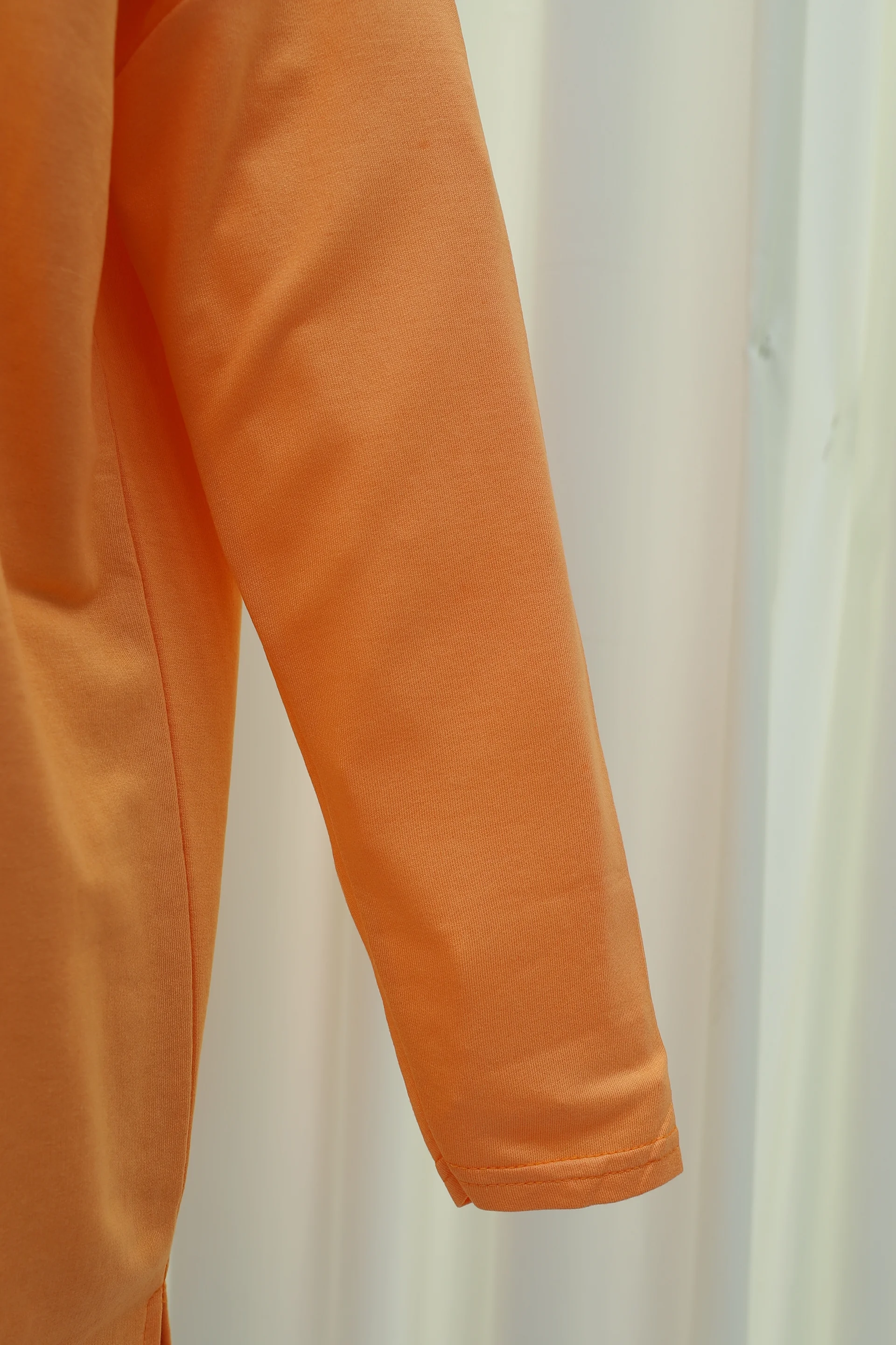 Women's Orange Cotton Jersey Tunic with Floral Embroidery and Round Neckline - Podyumplus - by Peralane - photo 7