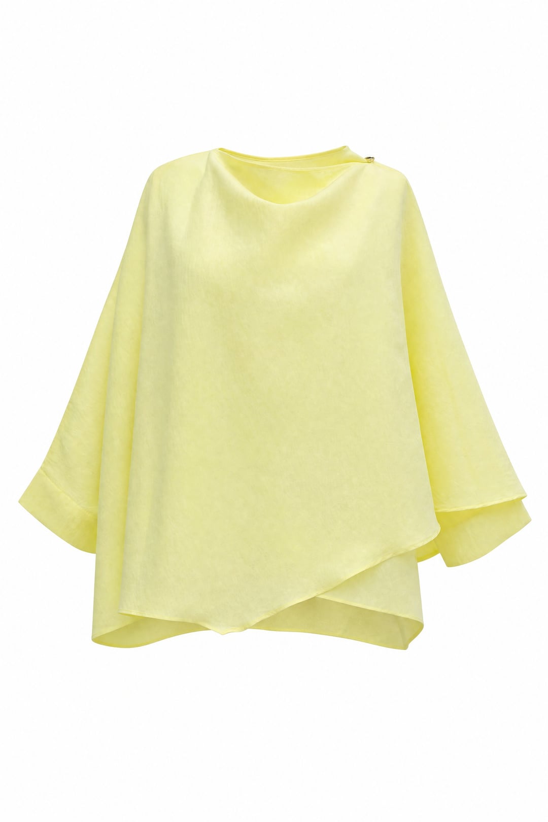 Button-Shoulder Batwing Sleeve Modal Kimono Poncho - Yellow - Podyumplus - by Peralane - photo 6