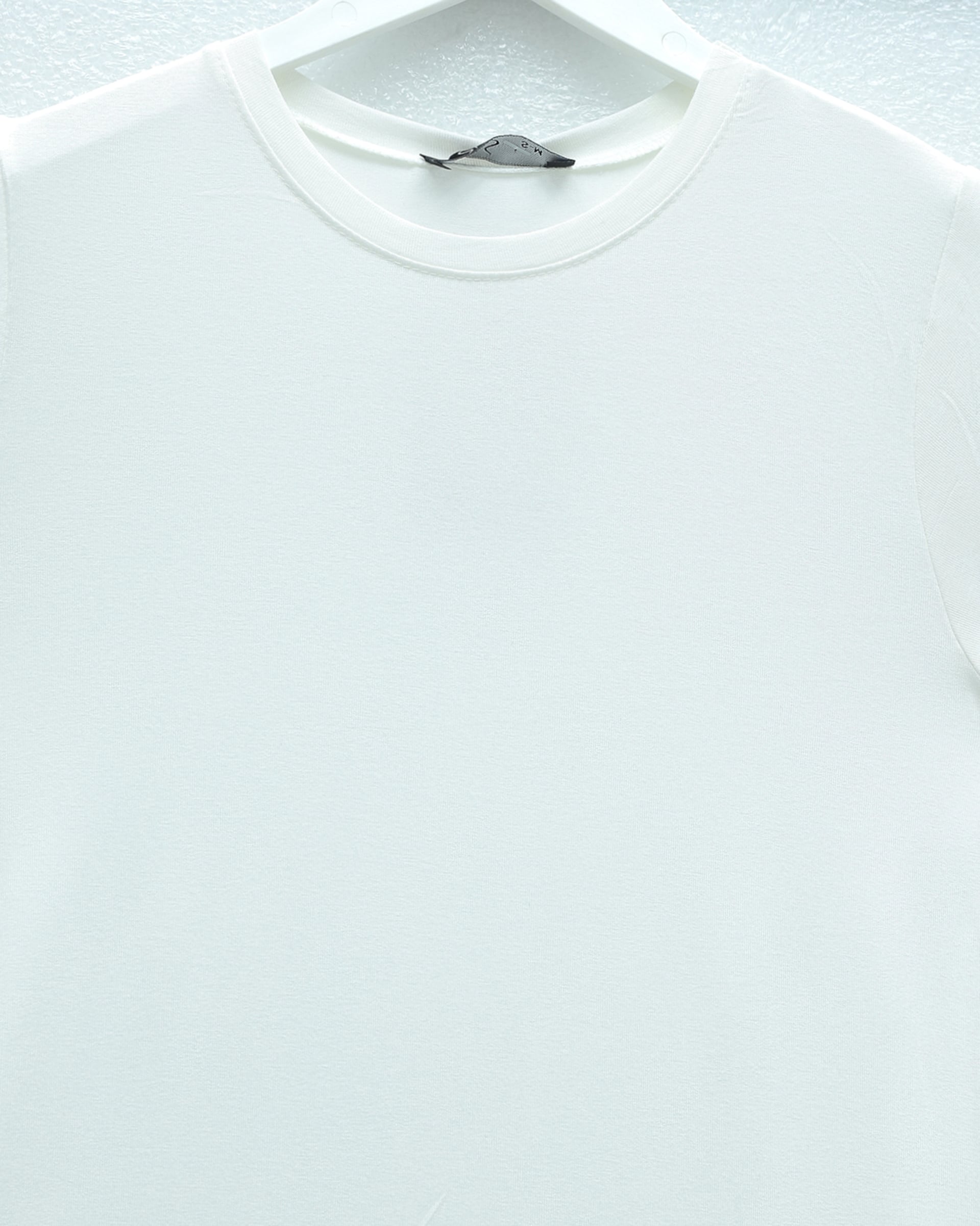 Crew Neck Short Sleeve Cotton Knit T-Shirt - Ecru - Podyumplus - by Peralane - photo 4