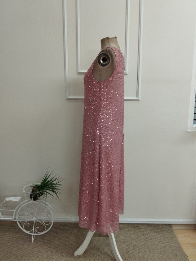 Women's Sleeveless V-Neck Sequin Midi Dress - Janes - by Peralane - photo 5