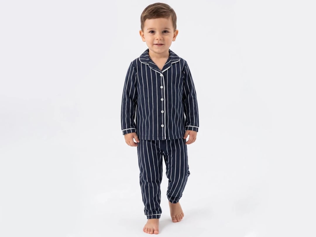 Striped Collar Baby Boy Pyjama Set - Dolas - by Peralane