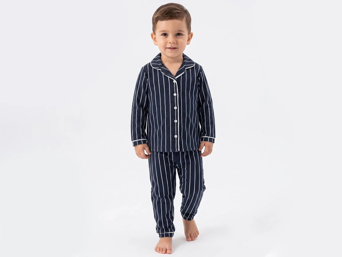 Striped Collar Baby Boy Pyjama Set - Dolas - by Peralane