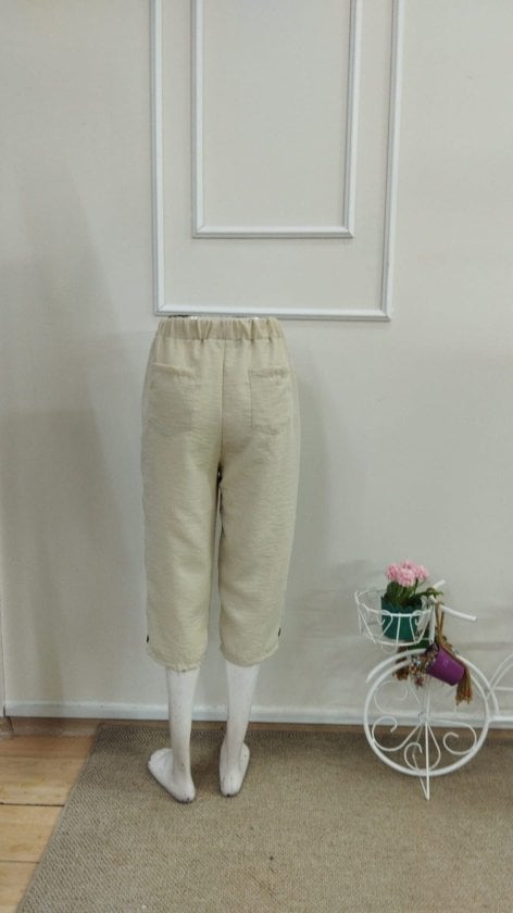 Women's High-Waist Elasticated Side-Button Detail Midi Trousers - Janes - by Peralane - photo 6