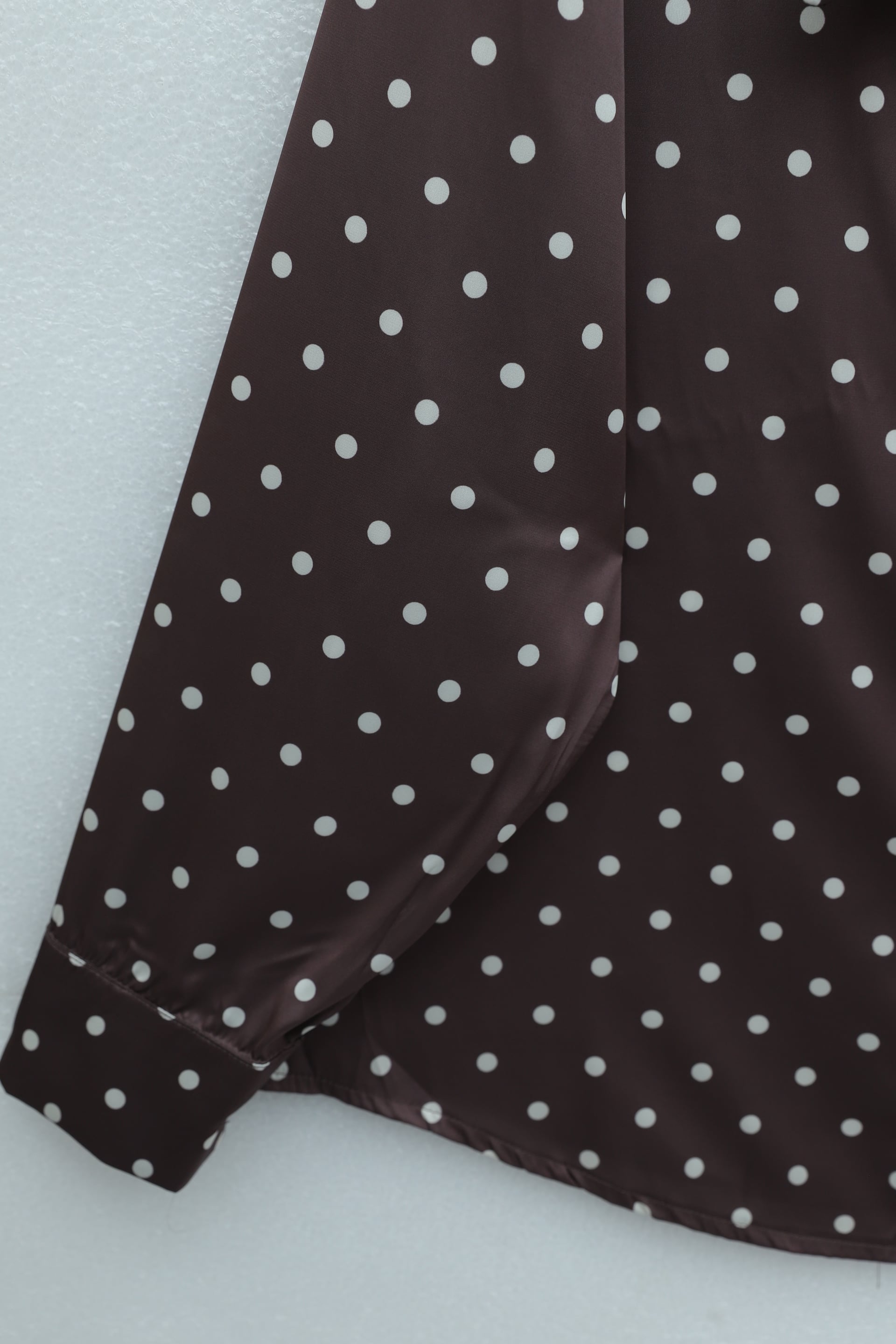 Pussy Bow Polka Dot Satin Blouse - Plum - Podyumplus - by Peralane - photo 4