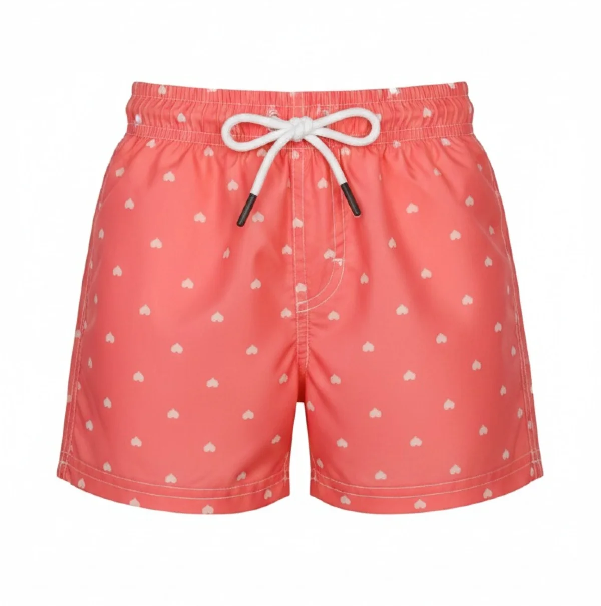 Kids Coral Pink Heart Print Swim Shorts (3-8 Years) - Verscon - by Peralane