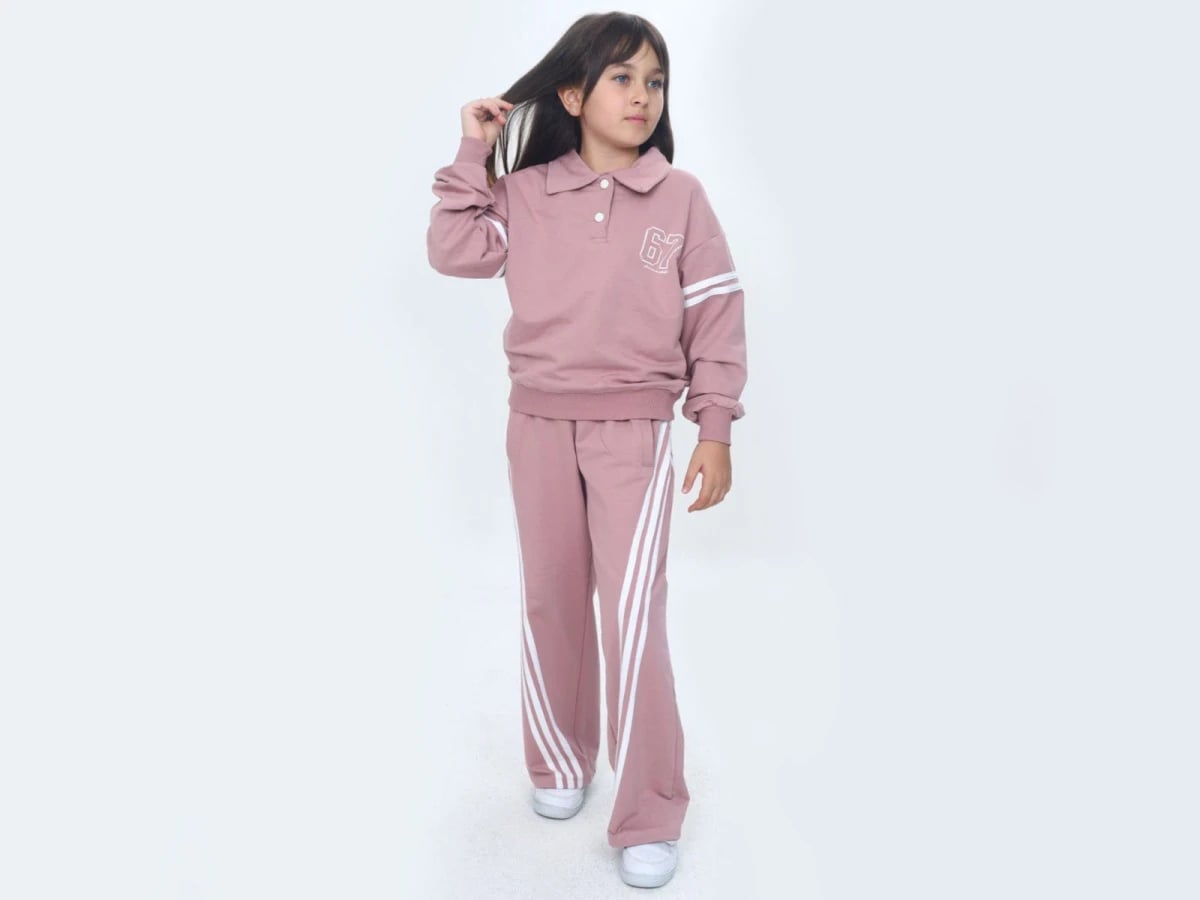 Girls' Striped Tracksuit Set with '67' Print - Vizviz - by Peralane